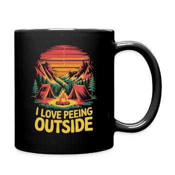 Camping Spruch - Ich liebe draußen zu pinkeln - Tasse einfarbig - Schwarz - Rechts