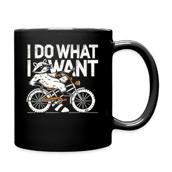 Waschbär Fahrradmotiv für Individualisten mit Stil - Tasse einfarbig - Schwarz - Rechts