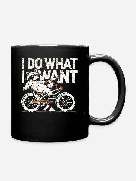 Waschbär Fahrradmotiv für Individualisten mit Stil - Tasse einfarbig - Schwarz