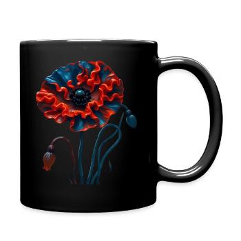 Mohnblume - Tasse einfarbig - Schwarz - Rechts