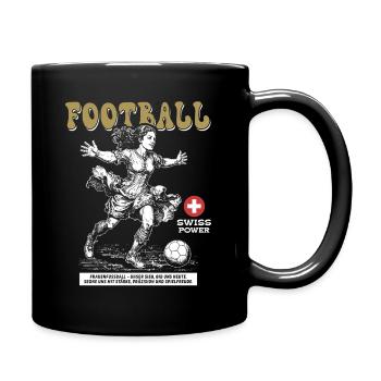 Swiss Fußballerin Shirt: Angriff am Ball - Tasse einfarbig - Schwarz - Rechts