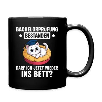 Bachelorprüfung bestanden Katze Bachelor Abschluss - Tasse einfarbig - Schwarz - Rechts