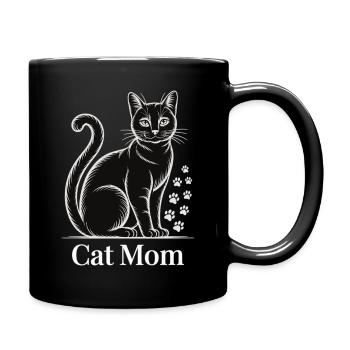 Für stolze Katzenmamas Pfotenliebe und Katzenblick - Tasse einfarbig - Schwarz - Rechts