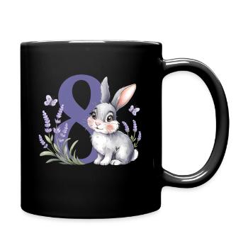 8. Geburtstag 8 Jahre Hase Häschen Lavendel Lila - Tasse einfarbig - Schwarz - Rechts