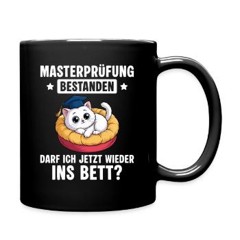 Masterprüfung bestanden Katze - Master Abschluss - Tasse einfarbig - Schwarz - Rechts