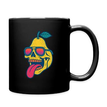 poire crâne drôle squelette végétalien Jolly Roger - Mug uni - noir - Droite
