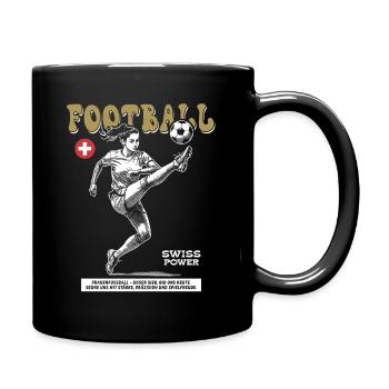 Schweiz Fußballerin Shirt: Torjubel mit Übersicht - Tasse einfarbig - Schwarz - Rechts