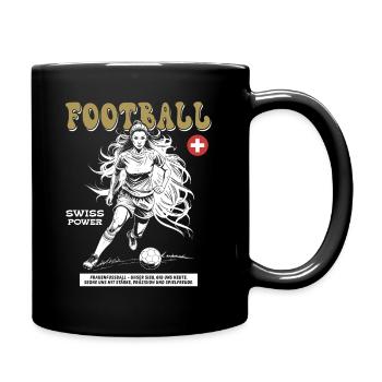 Frauenfußball Shirt Schweiz: Mut im Zweikampf - Tasse einfarbig - Schwarz - Rechts