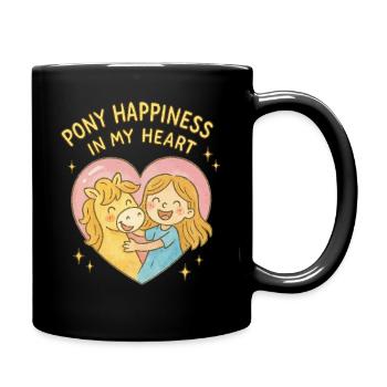 Poney Bonheur Dans Mon Coeur Chevaux Fille - Mug uni - noir - Droite