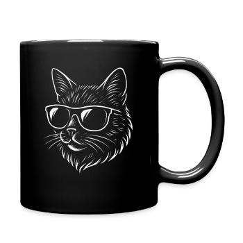 Cool cat with sunglasses - Full Colour Mug - black - Right