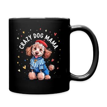 Maman Chien Déjantée avec Chien Mignon Stylé - Mug uni - noir - Droite