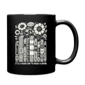 Bücherwurm Leseratte Buchliebhaber Lustiger Buch - Tasse einfarbig - Schwarz - Rechts