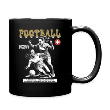 Einsatz mit Herz: Schweizer Frauenfußball Shirt - Tasse einfarbig - Schwarz - Rechts
