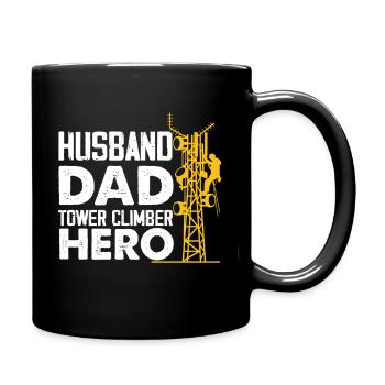 Husband Dad Tower Climber Hero Vertical Cell Tower - Full Colour Mug - black - Right
