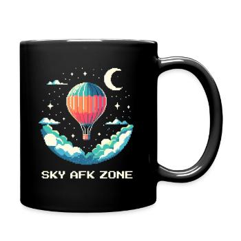 AFK im Himmel | Ballonfahrt Ruhe Thermik Luft Höhe - Tasse einfarbig - Schwarz - Rechts