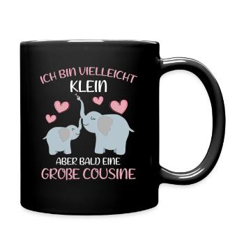 Ich bin vielleicht klein aber bald Große Cousine - Tasse einfarbig - Schwarz - Rechts