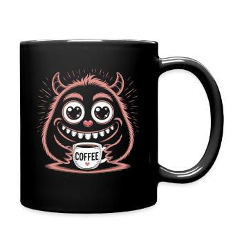 Süßes Koffein Monster Shirt - Tasse einfarbig - Schwarz - Rechts
