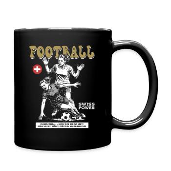 Kraft ohne Foul: Schweizer Frauenfußball Shirt - Tasse einfarbig - Schwarz - Rechts