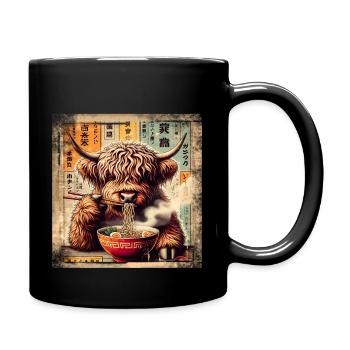 Ramen Highland Cow Grunge Style d’affiche - Mug uni - noir - Droite