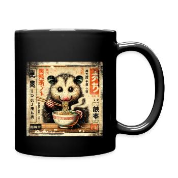 Ramen Opossum Grunge Poster Style - Tasse einfarbig - Schwarz - Rechts