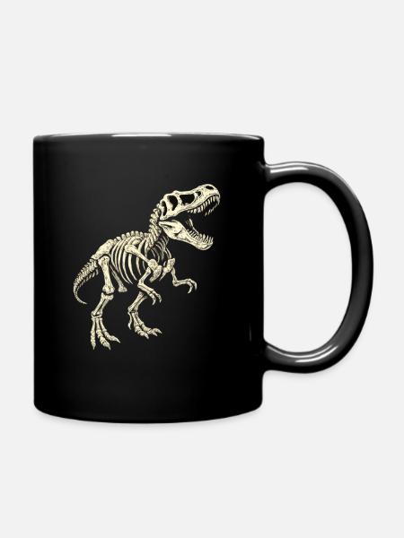 T-Rex Skelett – Dinosaurier Fossil Design - Tasse einfarbig - Schwarz