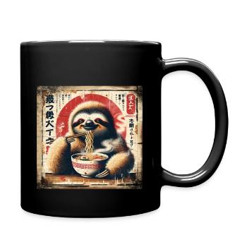 Ramen Sloth Grunge Poster Style - Full Colour Mug - black - Right