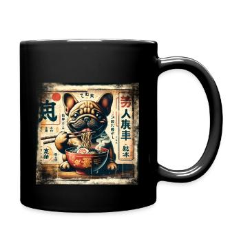 Ramen French Bulldog Dog Grunge Poster St - Full Colour Mug - black - Right