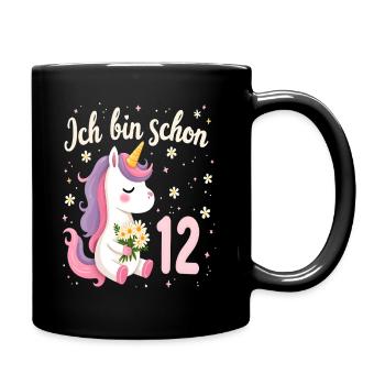 Cute Unicorn 12th Birthday for Girls - Full Colour Mug - black - Right