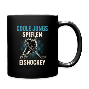 Coole Jungs spielen Eishockey - Tasse einfarbig - Schwarz - Rechts