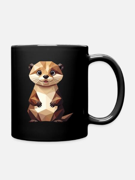 Otter Polygon - Süßes Tier - Tasse einfarbig - Schwarz