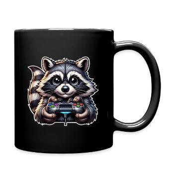 Waschbär Gamer Gaming Nerd - Tasse einfarbig - Schwarz - Rechts