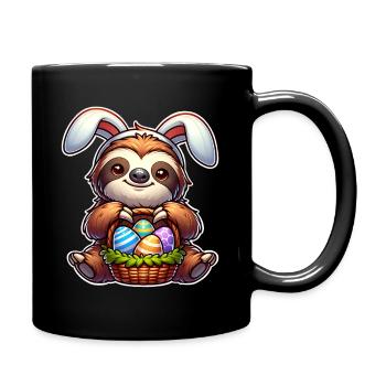 Ostern Faultier - Tasse einfarbig - Schwarz - Rechts