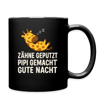 Teeth brushed, done, good night – giraffe - Full Colour Mug - black - Right