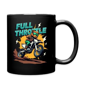 Full Throttle Bear Motocross Motorcycle - Full Colour Mug - black - Right