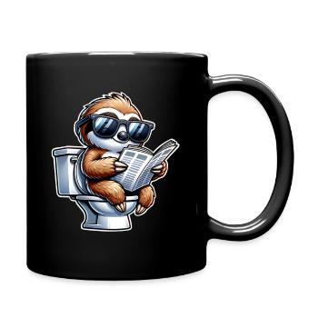 Sloth Toilet Newspaper - Full Colour Mug - black - Right