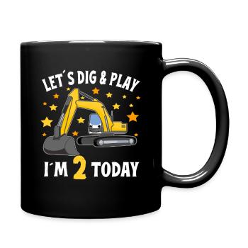 2nd Birthday Boy 2nd Birthday Excavator - Full Colour Mug - black - Right