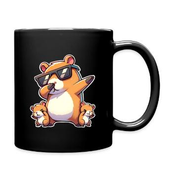 Capybara Papa Sohn Tochter Vater Vatertag - Tasse einfarbig - Schwarz - Rechts