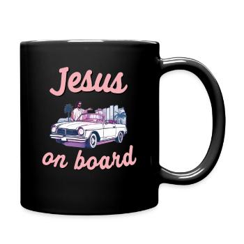 Jesus an Board Cabrio Spruch christlicher Fahrer - Tasse einfarbig - Schwarz - Rechts