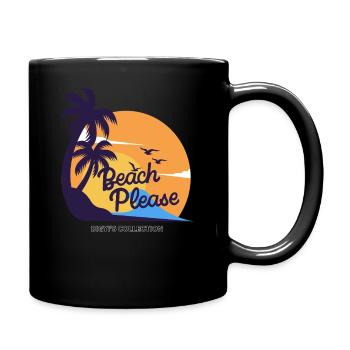 Beach Please – Summer & Palm Tree Saying - Full Colour Mug - black - Right