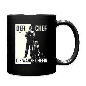 Vater und Tochter Der Chef Die wahre Chefin Papa - Tasse einfarbig - Schwarz - Rechts