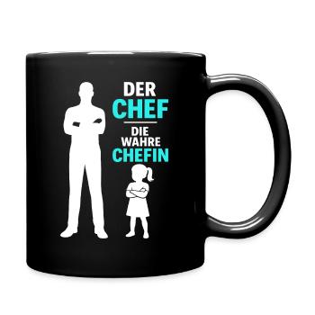 Vater und Tochter Der Chef Die wahre Chefin Papa - Tasse einfarbig - Schwarz - Rechts