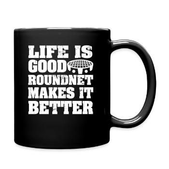 Das Leben ist gut, Roundnet macht es besser - Tasse einfarbig - Schwarz - Rechts