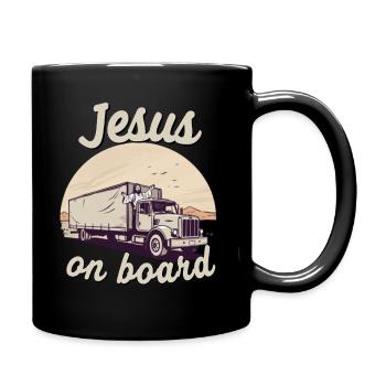 Jésus à bord Chauffeur de camion de foi chrétienne - Mug uni - noir - Droite