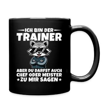 Fußballtrainer Chef oder Meister Waschbär Trainer - Tasse einfarbig - Schwarz - Rechts