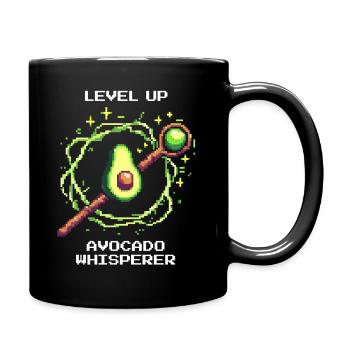 Level Up | Avocado Whisperer mit XP Power-Up - Tasse einfarbig - Schwarz - Rechts