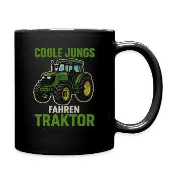 Coole Jungs fahren Traktor – Bauernhof Spruch - Tasse einfarbig - Schwarz - Rechts
