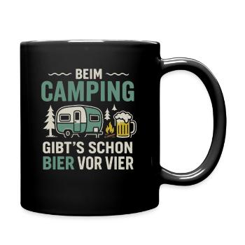 Camping Bier vor vier – Lustiges Camping Design - Tasse einfarbig - Schwarz - Rechts