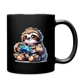 Faultier Gamer Gaming Nerd - Tasse einfarbig - Schwarz - Rechts