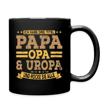 Père, j’ai trois titres : Papa, Papy, Arrière-Papy, Fête des Pères - Mug uni - noir - Droite