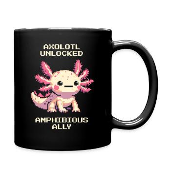 Axolotl Pixel Style | Amphibian Pet Retro - Full Colour Mug - black - Right